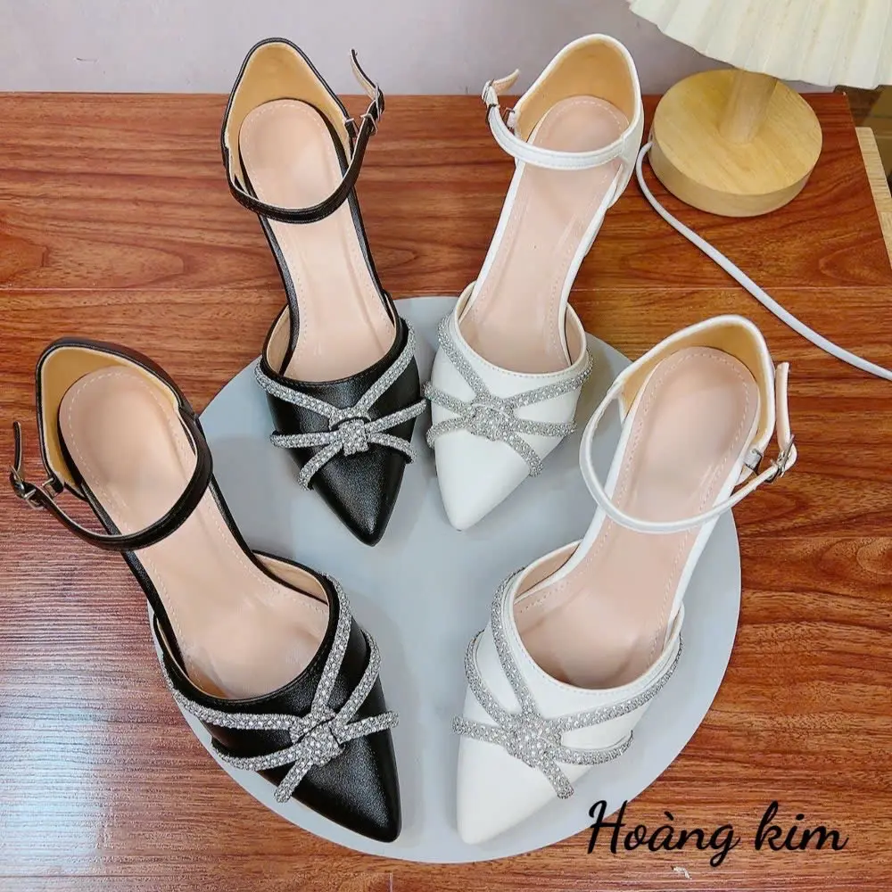 Giày Cao Gót Bít Mũi Hoàng Kim Thiết Kế Quai Soàn Cao 5 Phân và 7 Phân - Bb06bb06060606