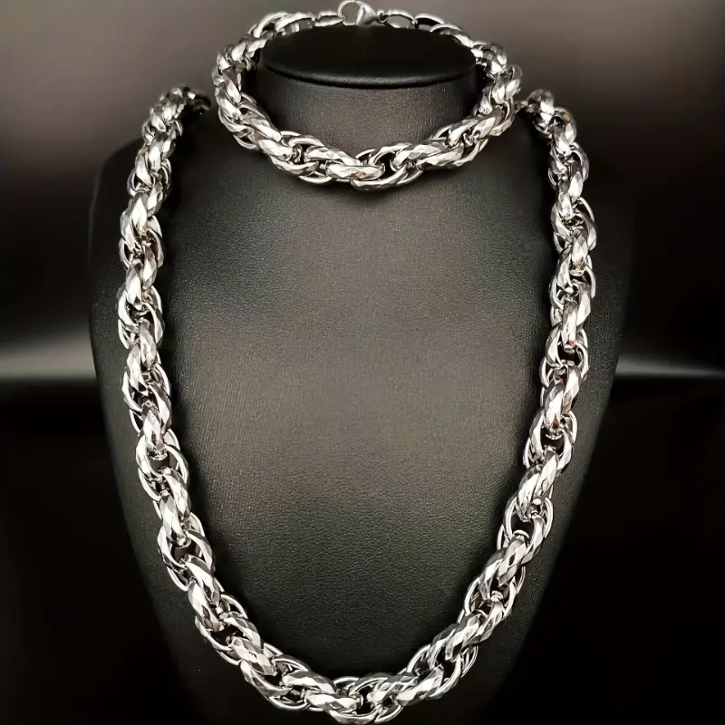 [Local warehouse shipments] 1pc/2pcs Bracelet Necklace, Men's Retro Fashion Hip Hop Clothing Accessories