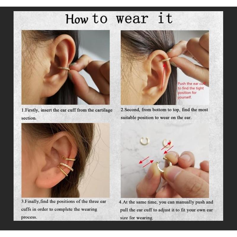 Ear Cuff Earrings for Women Ear Cuffs Non Piercing Trendy Clip on Cartilage Fake Earring Set Stack Jewelry Gifts 2