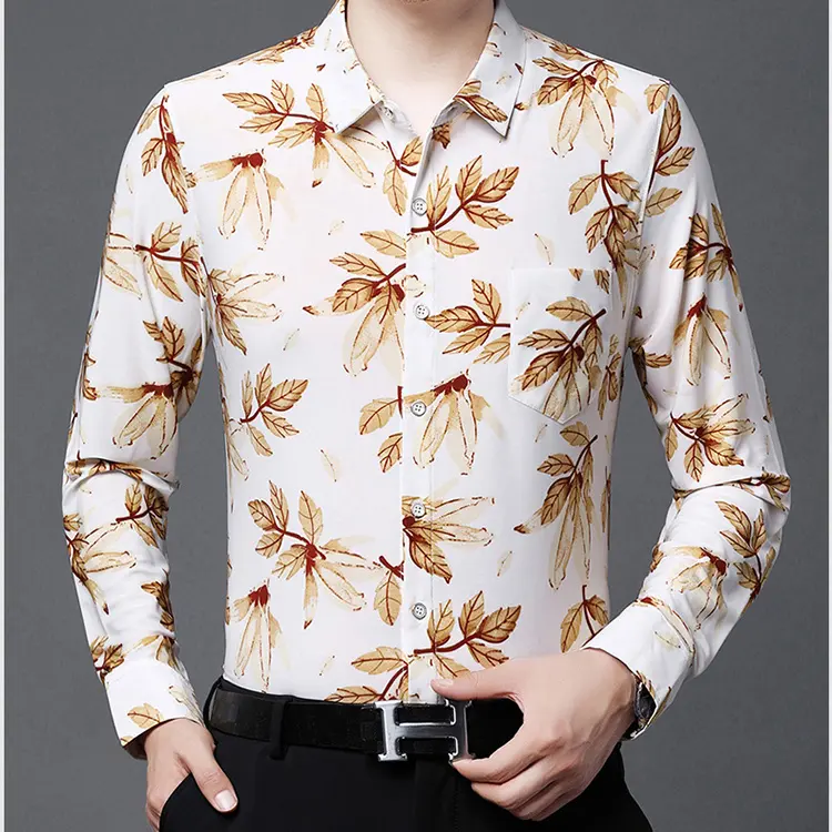 Áo Sơ Mi In Họa Tiết, Dành Cho Nam Giới, Tay Áo Dài, Mùa Thu Và Mùa Xuân Mới, In Bronzing, Ngoại Cỡ, Thích Hợp Cho Nam Giới Trẻ Trung Và Trung Niên, Không Sắt, Áo Sơ Mi 7