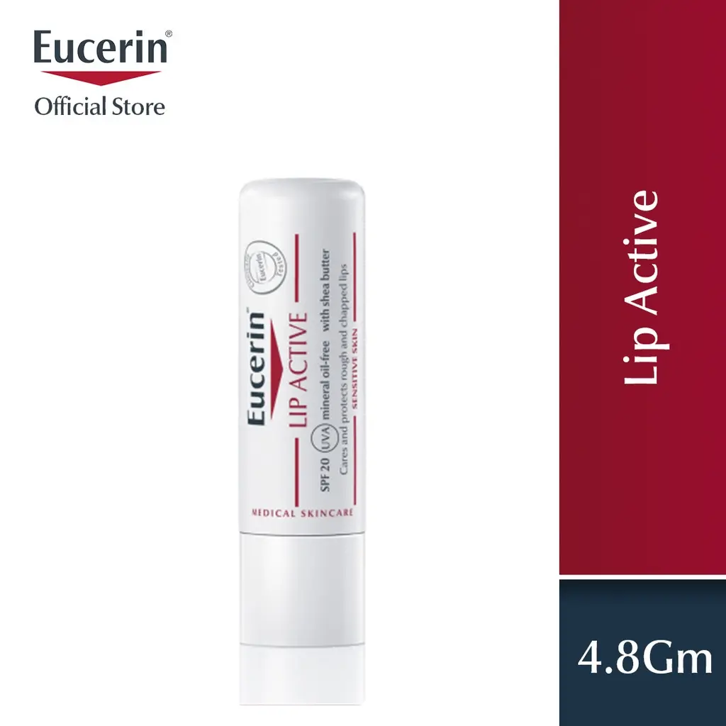Eucerin Lip Active 4.8Gm | Dry Lip Moisturizer | Cracked Lips | Sensitive Lips | Lip Balm | SPF20 | Derma Skincare