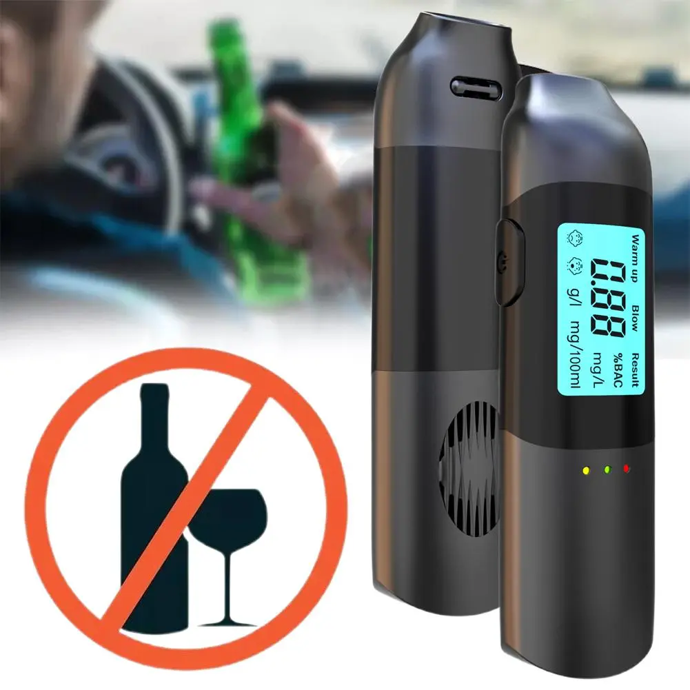 1 Pc Portable Breathalyzer Professional Breath Alcohol Tester LCD Display Detector For Drunk Driving Car Electronics Alcohol Test