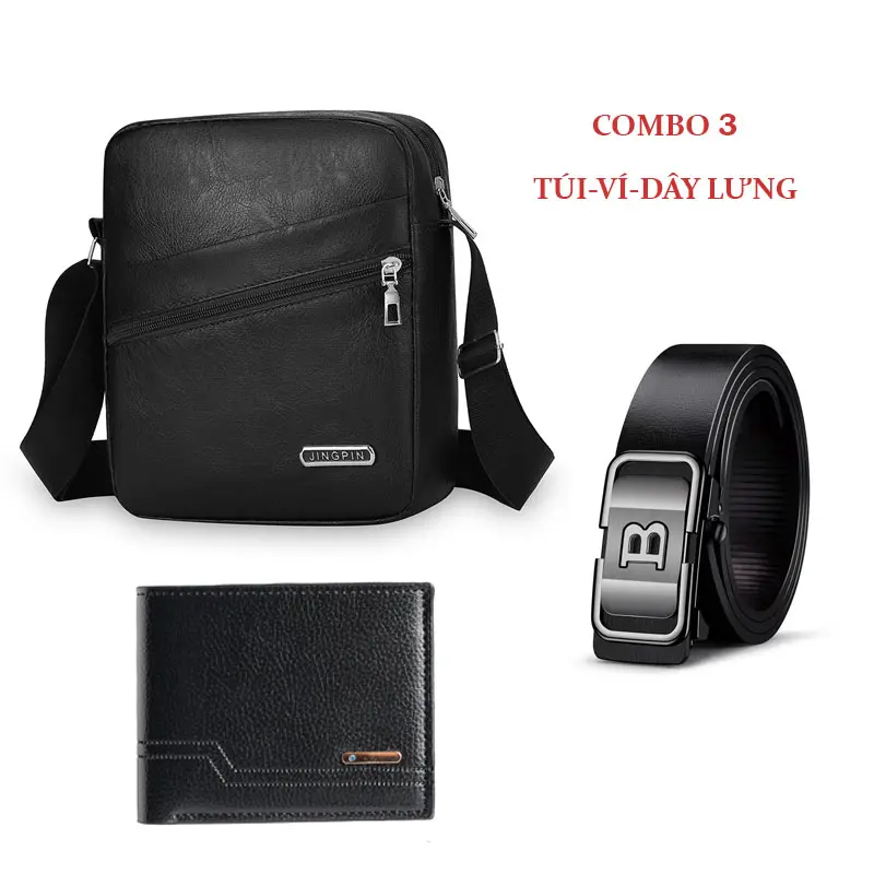 [COMBO 3] Túi Đeo Chéo Dáng Đứng Cao Cấp Kèm 1 Dây Lưng 1 Ví Nam Thời Trang A9