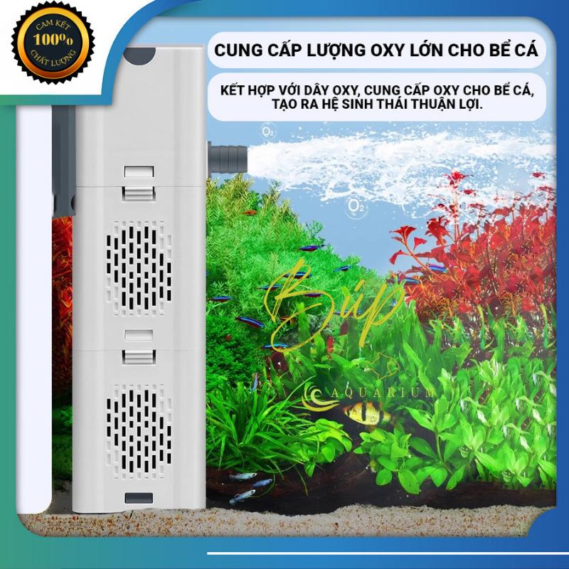 Máy lọc chìm cao cấp đa chức năng 3 trong 1 bơm nước, lọc nước và tạo oxy bể cá thủy sinh với thiết kế hiện đại, hoạt động siêu yên tĩnh