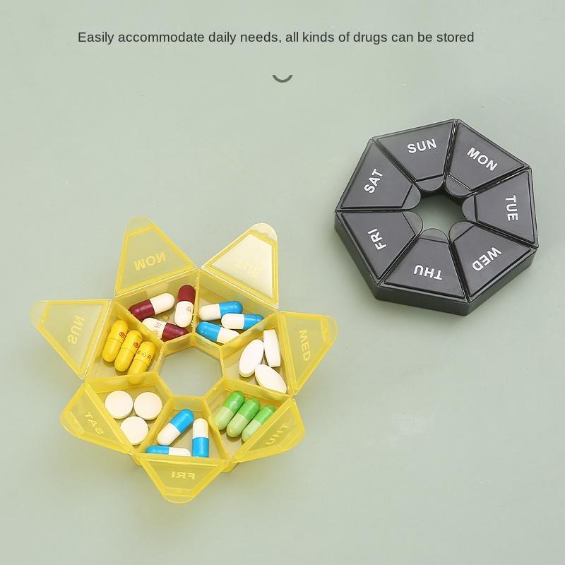 7-compartment Pill Box, 1 Count Random Color Lightweight Mini Portable Pill Container, One-week Pill Box for Travel, Spring Home Accessories, Travel Accessories 3