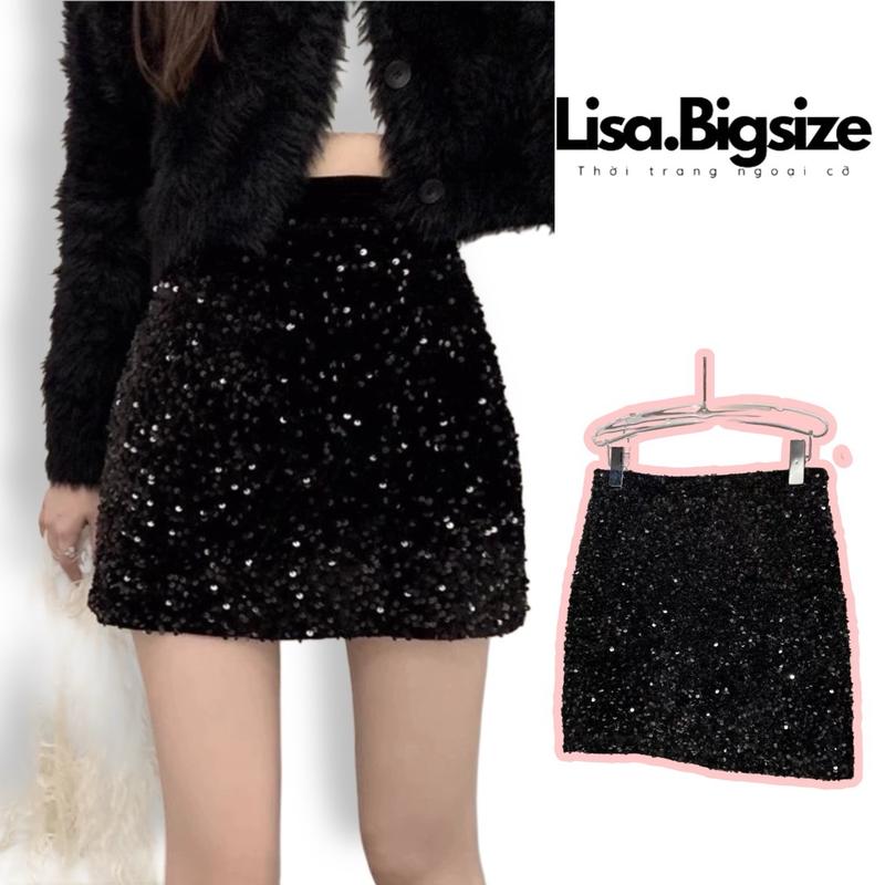 Chân váy kim sa lấp lánh bling đi tiệc đi bar cafe Noel cho nữ 55-90kg Lisa.Bigsize