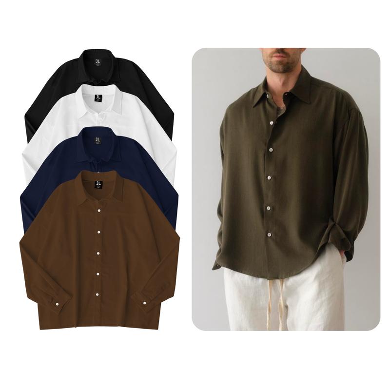 Áo sơ mi dài tay Bean Jack Lane, Áo sơ mi nam nữ form boxy tôn dáng, chất liệu vải linen thoáng mát