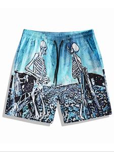 Men's Skeleton Print Shorts, Regular Fit Casual Comfy Breathable Shorts for Daily Wear, Men's Bottoms for Summer