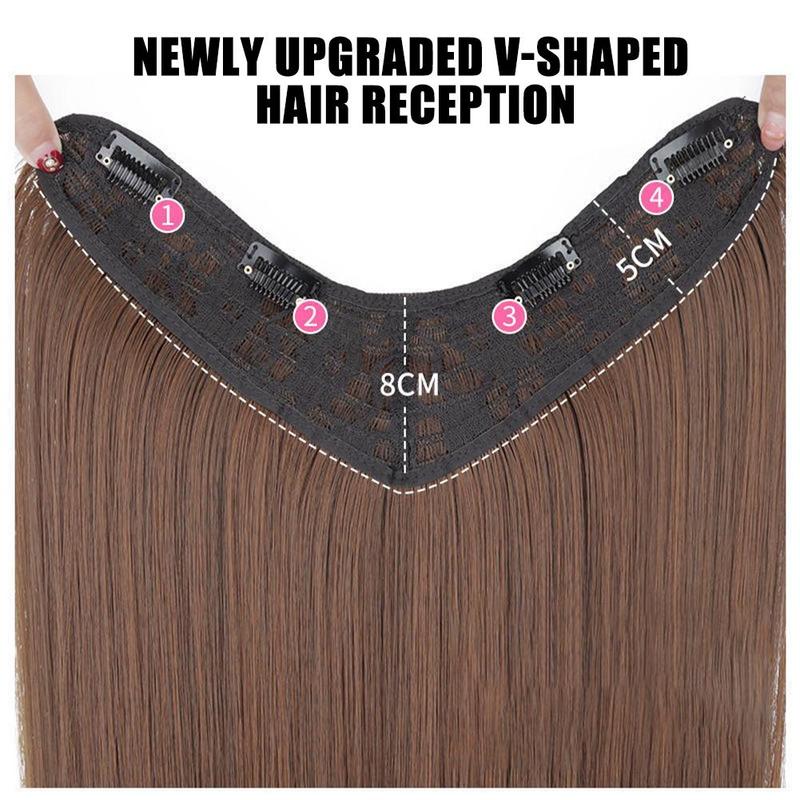 Wig Big Wave Hair Extension Straight Long Clip In Hair High Tempreture Synthe Brown Black Y5E5 4