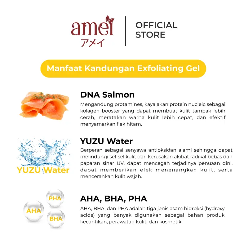 Amei Exfoliating Gel Dna Salmon Memudarkan Flek Hitam Di Wajah Pemutih Wajah Dan Mengangkat Sel Kulit Mati kotoran mencerahkan 2