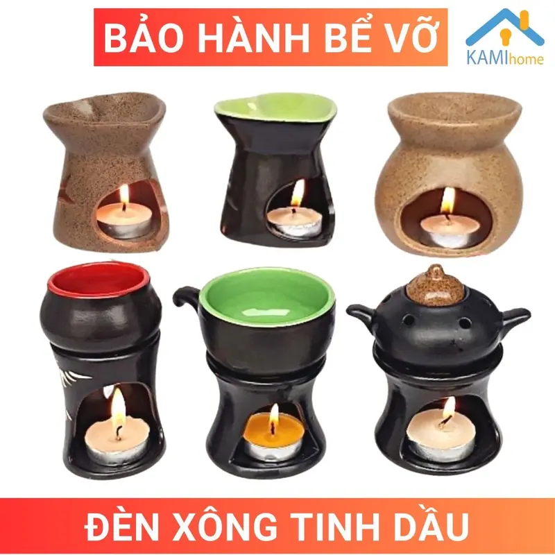 (Bảo hành bể vỡ) Đèn xông tinh dầu thơm đốt Nến (Nhiều Mẫu) khử mùi thơm phòng đuổi muỗi chất liệu gốm sứ Bát Tràng Việt Nam mã 25004 0