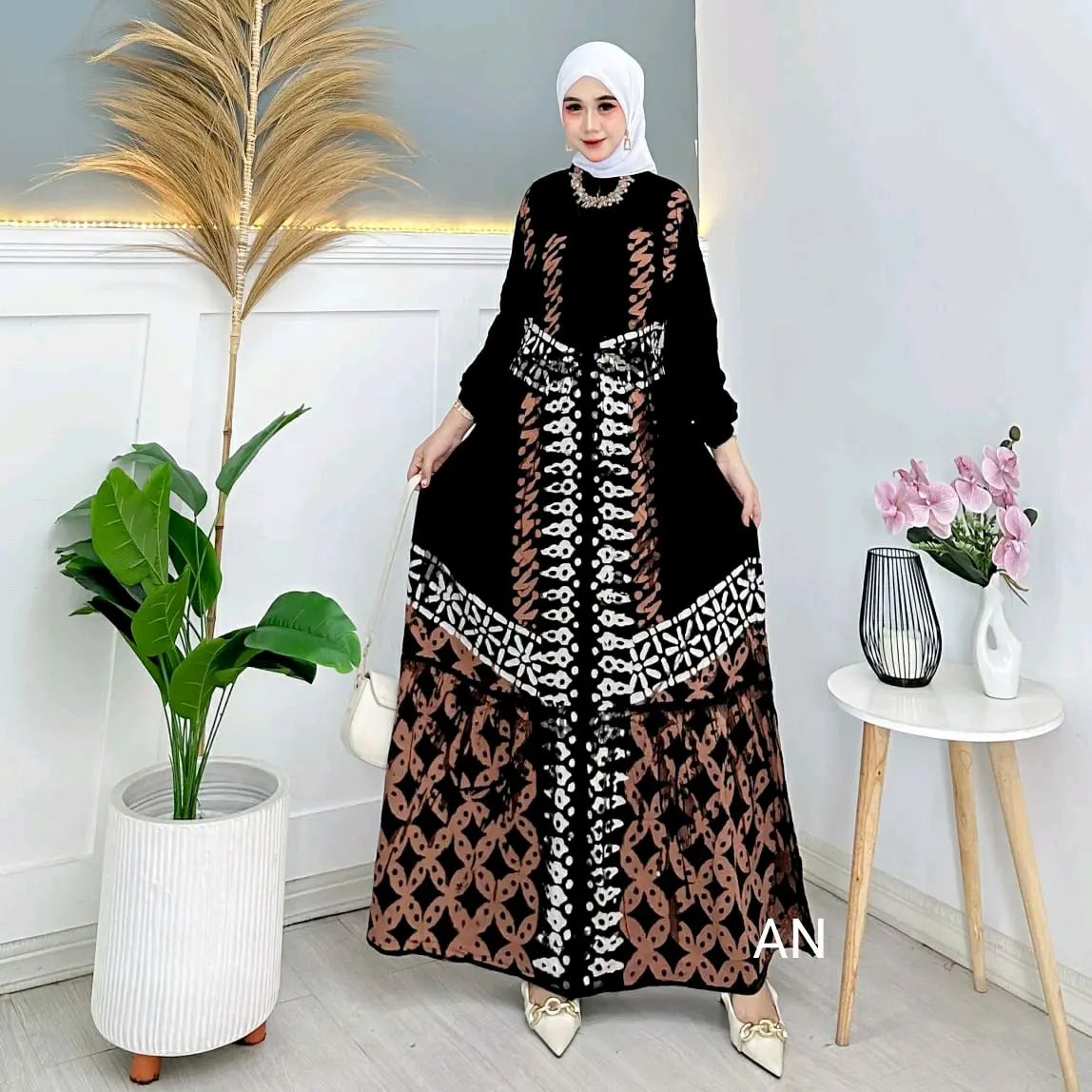 Gamis Rayon twill, pakaian Muslim, Nyaman dipakai, Kain adem, tebal& lembut, tali Samping