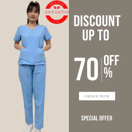 Bộ scrubs bác sĩ cổ tim - bộ blue đồng phục kỹ thuật viên, điều dưỡng, hộ lý, spa Chất Vải Lon Có Co Giãn 1