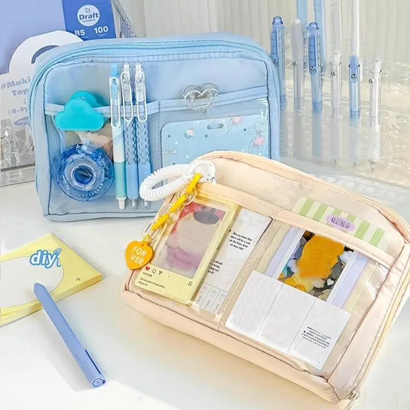 Large Capacity Stationery Bag, 1 Count Simple Pencil Case, Student Pencil Box, Stationery Storage Bag, Makeup Bag, Office Accessories 4