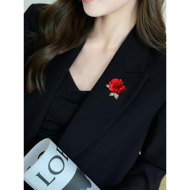 Product Introduction of New multi-purpose fixed clothing clip, suit jacket, cheongsam accessory, rose chest flower, red camellia flower brooch 7