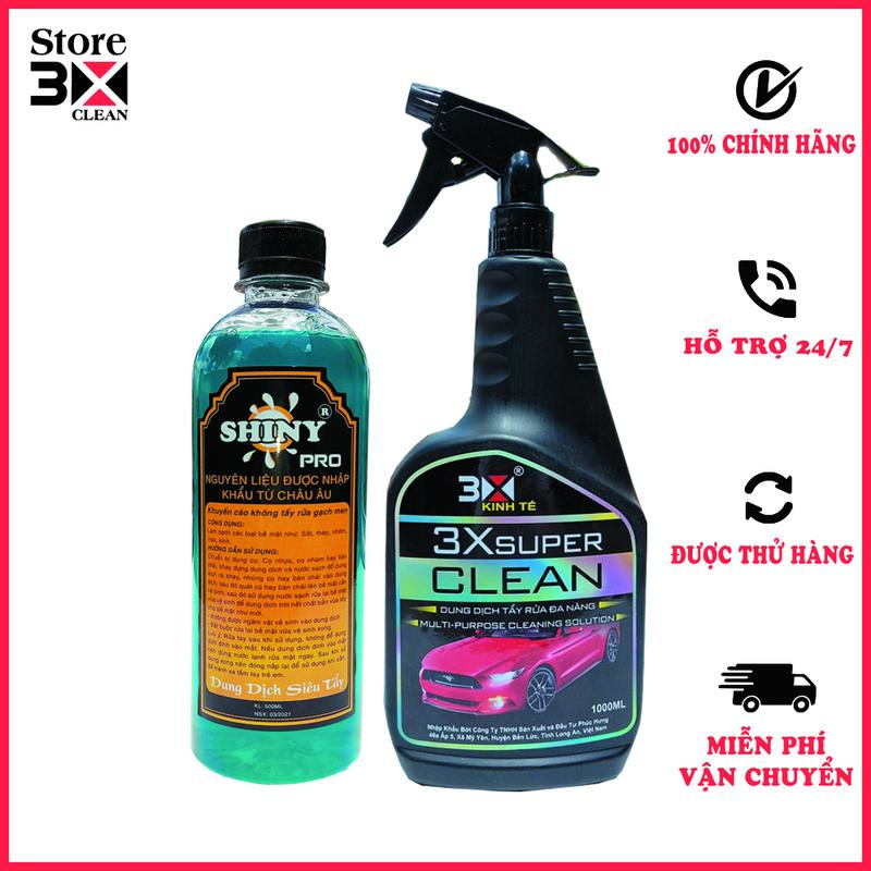 Nước tẩy rửa dầu nhớt rỉ sét xe không chạm 3X super clean + shiny pro
