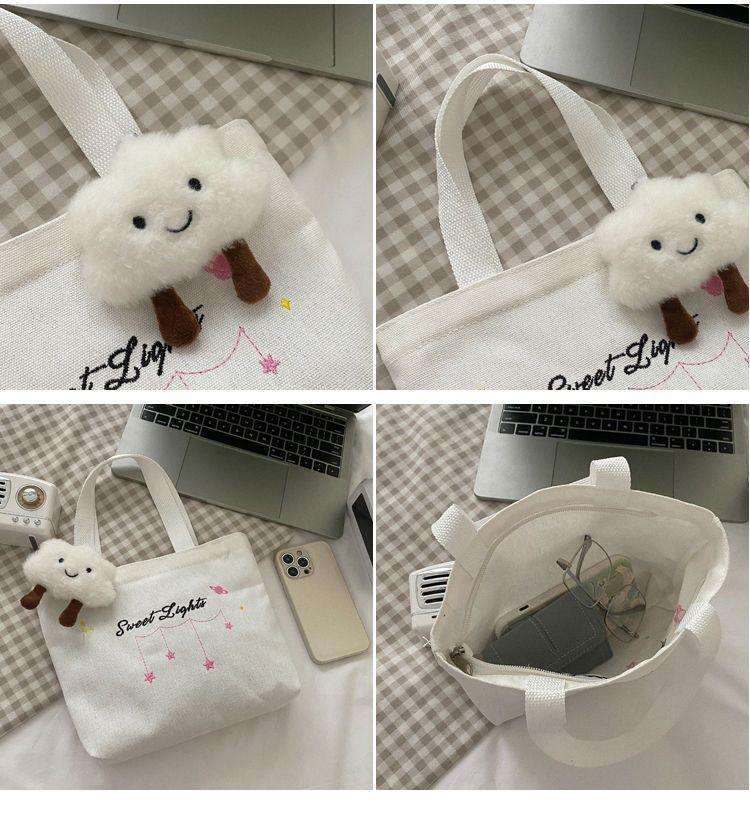Product Introduction of Small Tote Bag Canvas Bag for Women Casual Small Bag Cloth Bag for Work Handheld Lunch Bag Student Lunch Box Bag with Zipper 8