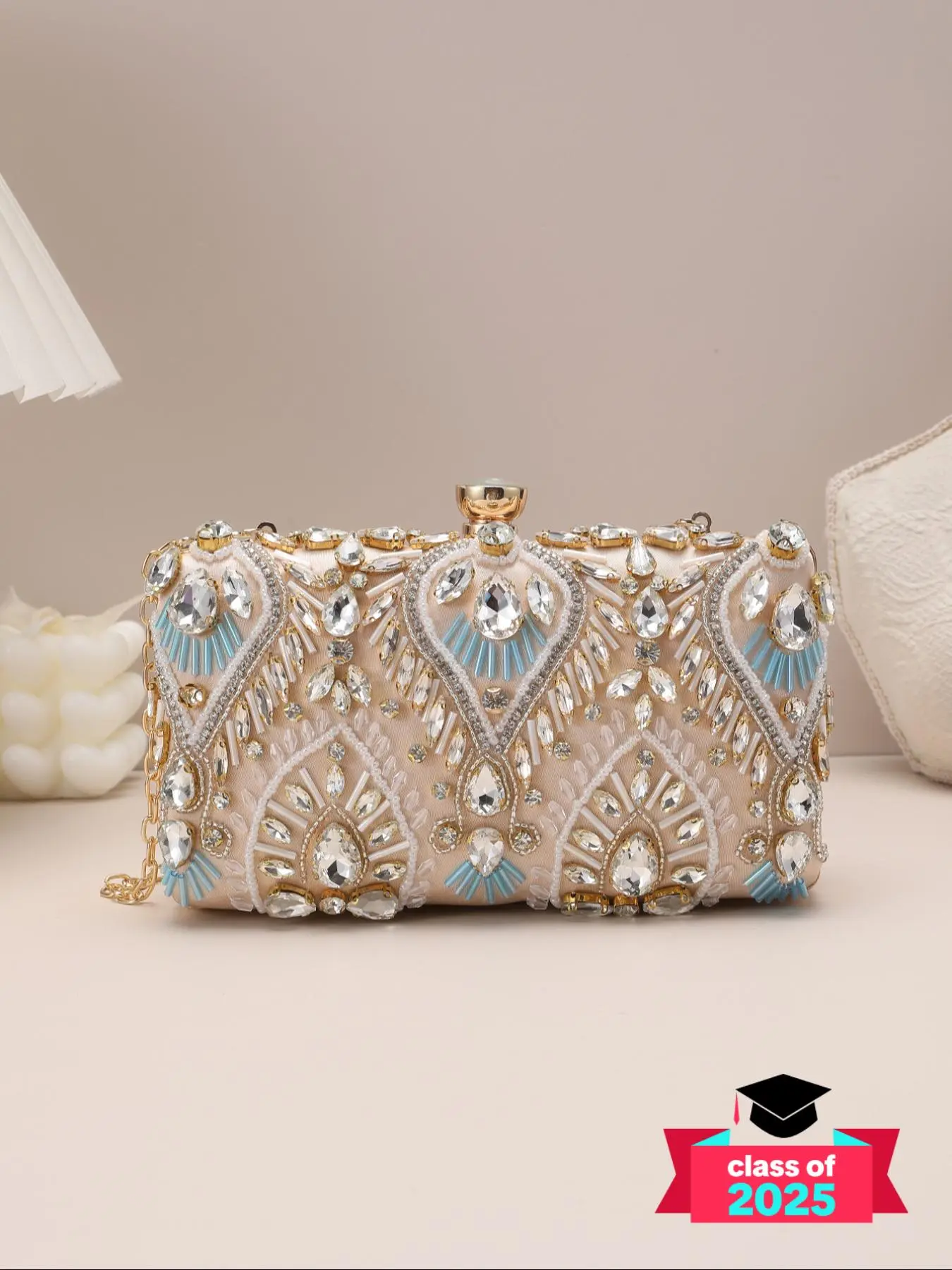 Women's Elegant Glamorous Rhinestone Decorated Evening Bag, Shining Luxurious Evening Bag, Exquisite Beaded Design Clutch Bag, Fashionable Bag for Party & Prom & Wedding Bling Bags