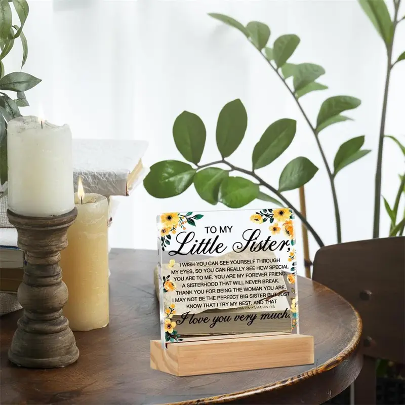 Little Sister Gift, Clear Desk Decorative Sign, Sister Gift, Gift for Sister, Home Decor, Desk Decor, Room Decor, Gift for Friend, Ornaments 3