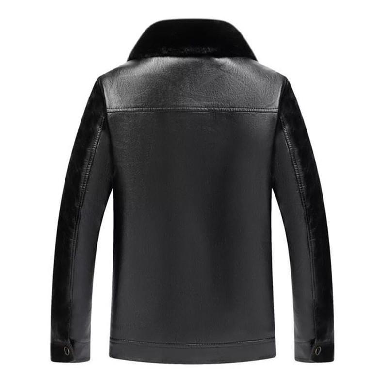 Product Introduction of Autumn and Winter Middle-Aged and Elderly Leather Men's Suit Fleece-lined Thickened Pu Coat Dad's Wear Middle-Aged Men's Leather Jacket Leather Pants Nam Sneaker 4