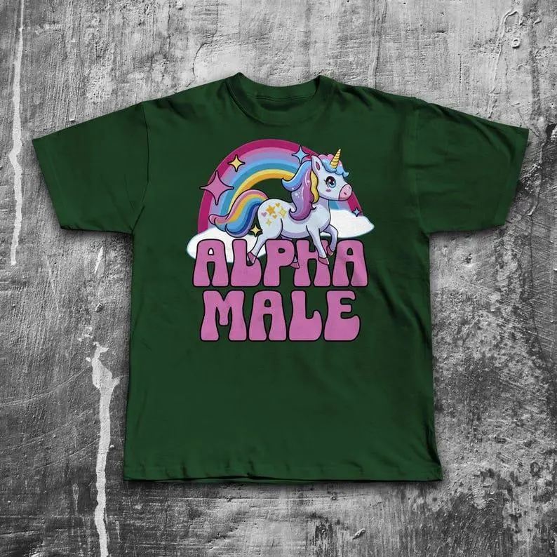 Alpha Male Funny Unicorn T-shirt, Meme Shirt, Gift for Her, Cringe Tee, Stupid Shirts, Alpha Male, Couple Gifts, Unhinged Clothes, Joke Tees 2