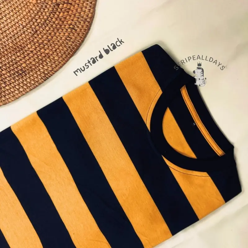 little stripealldays - Kaos Stripe Dewasa BIG V1 Series Lengan Pendek / atasan baju pakaian laki laki2 cowok cewek perempuan unisex strip setrip striped salur garis belang blaster couple / M L XL  / BB 35 kg sampai 85 kg / katun cotton cvc 3