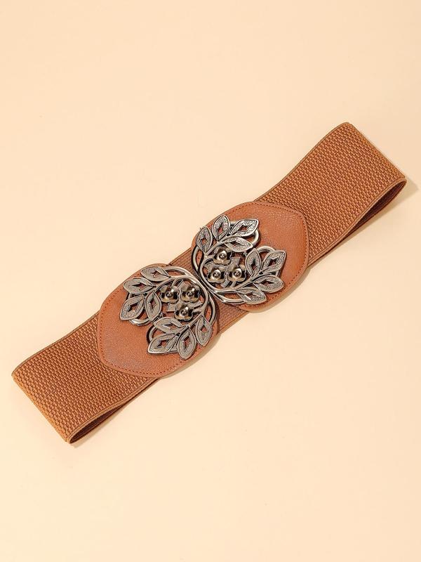 Retro Flower Buckle Decorative Belt, Elegant Plain Fashion Belt for Women, Daily Versatile Casual Belt for Dresses 2