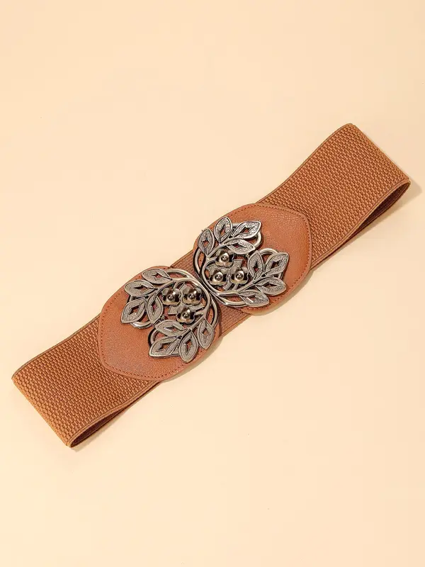 Retro Flower Buckle Decorative Belt, Elegant Plain Fashion Belt for Women, Daily Versatile Casual Belt for Dresses 2