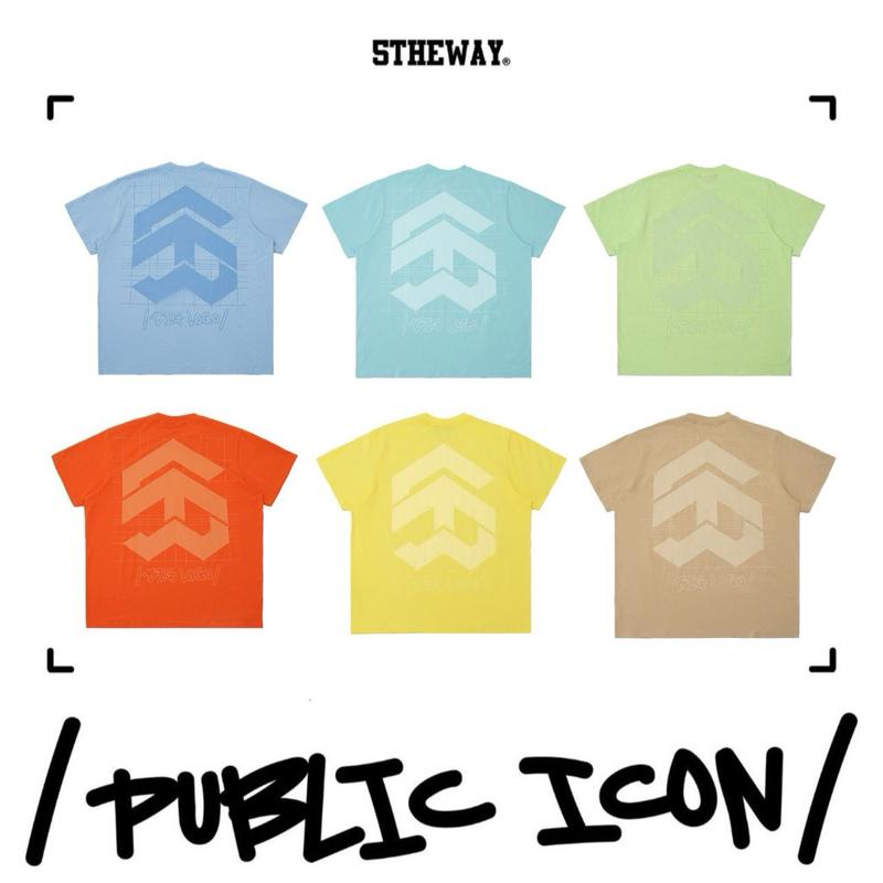 5THEWAY /public icon/ BIG LOGO SQUARE TEE aka Áo Thun Tay Ngắn Cổ Tròn Menswear Nam Top Cotton Nhung