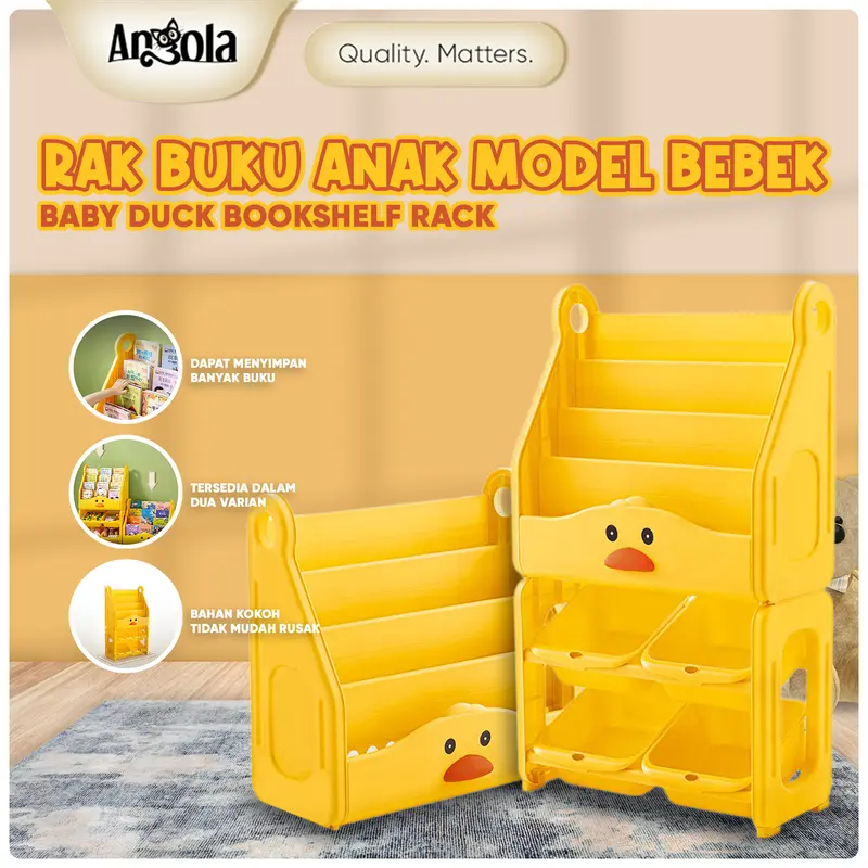 Angola Shop Rak Buku Anak Model Bebek 4 Tingkat C01/C02 Baby Duck Bookshelf Rack/Tempat Penyimpanan Buku dan Laci Mainan Anak Lemari Snack 1