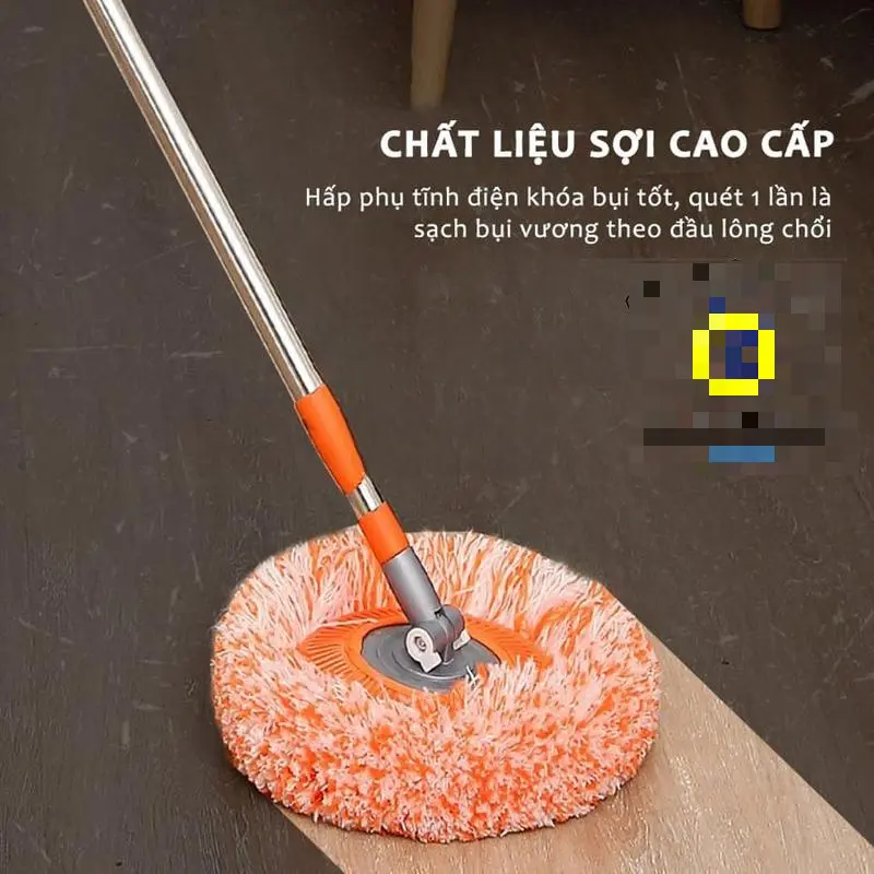 Chổi Quét Trần Nhà, Cây Lau Nhà Đa Năng Tiện Dụng Hình Tròn Hoa Hướng Dương Dài 180cm Inox 302 Đồng bông cứng cáp 0