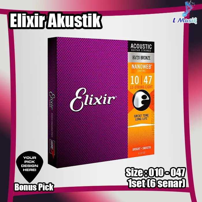 SENAR GITAR ELIXIR AKUSTIK NANOWEB - SENAR GITAR AKUSTIK UKURAN 010 ORI IMPORT