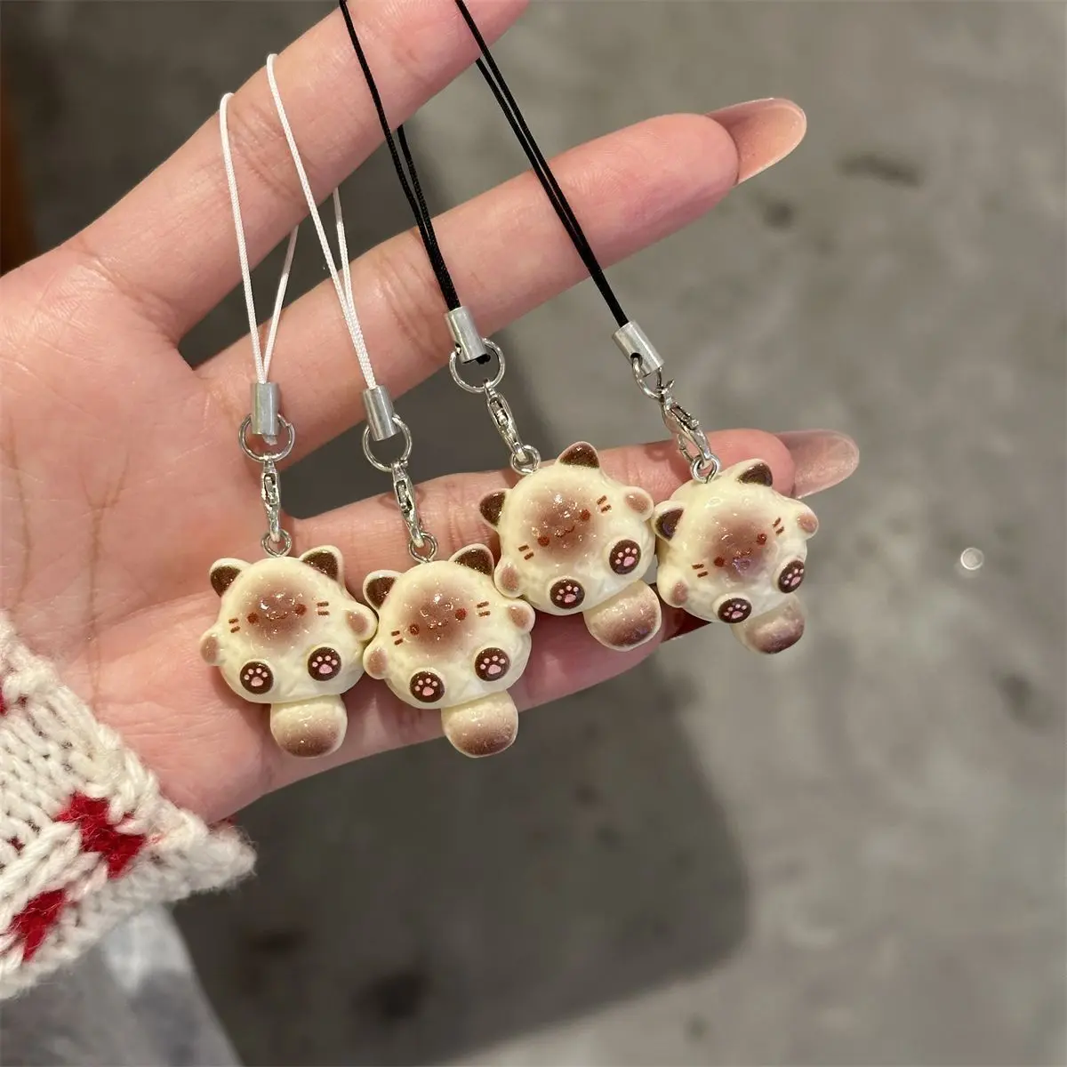 Cute Girl Siamese Cat Pendant Cartoon Versatile Ins Style Keychain Cat Bag Charm Gift Decoration