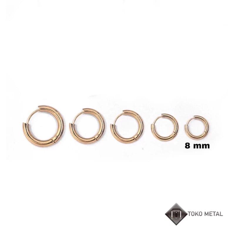 Anting Bulat Hoop Titanium Pria dan Wanita 1pasang Gold Hitam Earrings 7