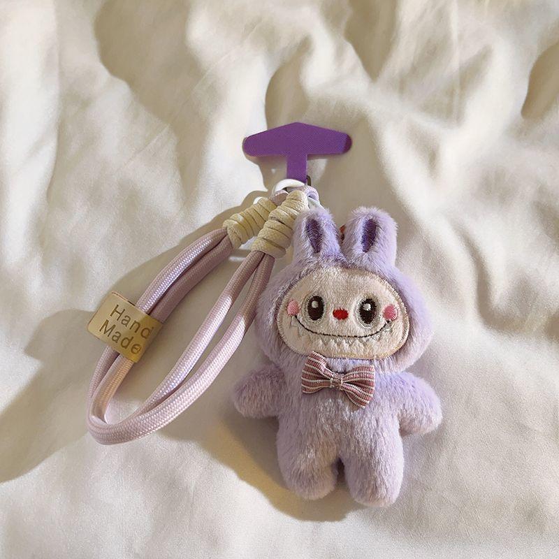 Cute Plush Doll Purple Blue Pink Green Brown Labubu Pendant Adjustable Mobile Phone Chain Anti Loss Lanyard Cartoon Phone Straps for Mobile Phone Decoration Accessories Smartphone Cellphone 5