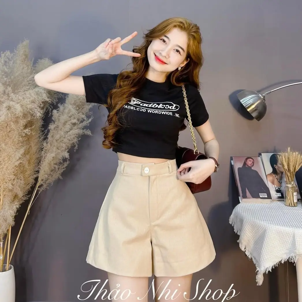 Quần shot kaki ống rộng tôn dáng