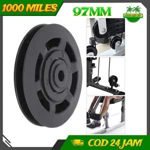 Roda Katrol Gym 97mm Bearing 6202-RS Nylon Baja Hitam Untuk Alat Fitnes Universal Dan Kabel Baja