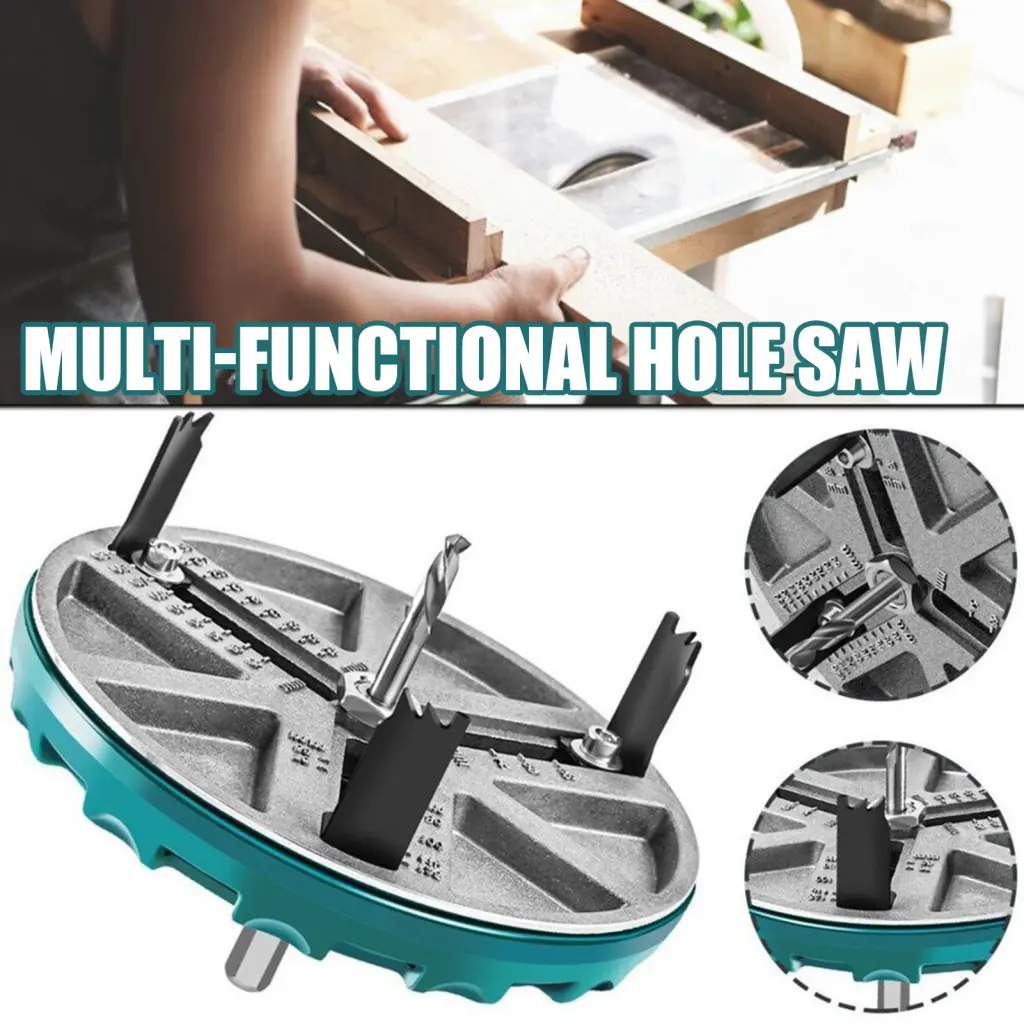 ungceul Adjustable Punching Saw Adjustable Woodworking Hole Opener Tool 3-teeth 45-130mm Safe  Wide Application 1/2pcs Round Hole Saw