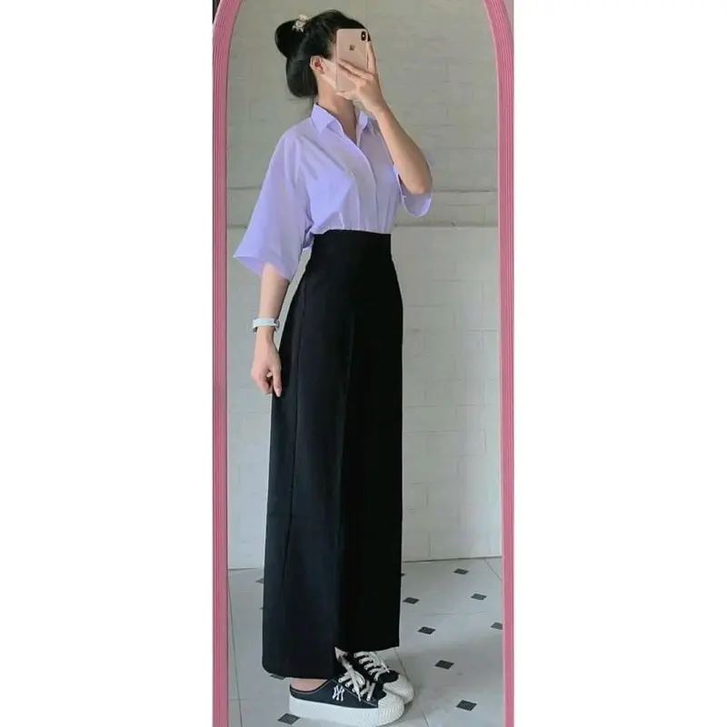 quần dài ống rộng bản to hách dáng cao Pants Nữ