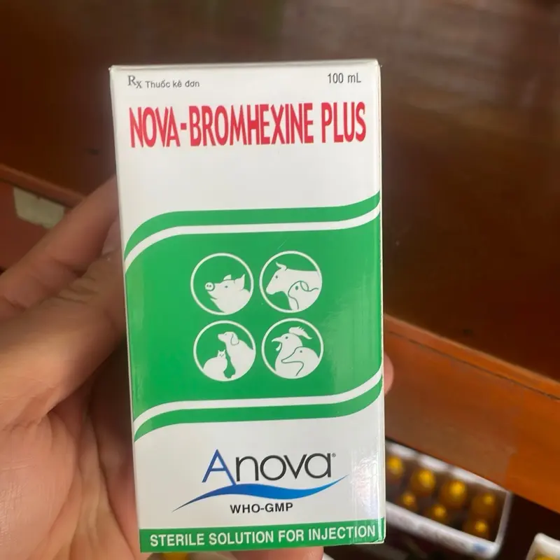 Nova Bromhexine Plus 100ml tiêm hỗ trợ hô hấp, long đờm dễ thở, giảm ho, thông khí quản cho gia súc, gia cầm, gà đá, gà chọi 4