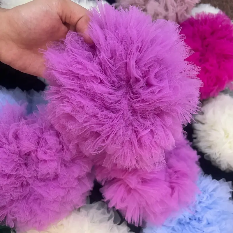 Cepolan viral anti pusing uk 20 bahan tile / scrunchie hijab bervolume kain toska cepol rambut Karet Kunciran tulle kream 5