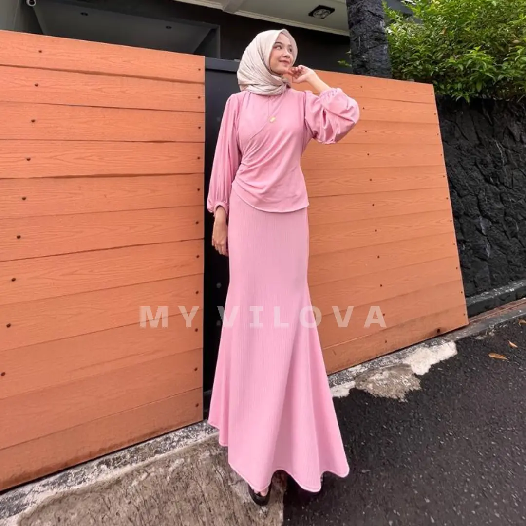 MY VILOVA - Nadya Dress Mermaid Knit M L XL Gamis Kondangan Mewah Pakaian Muslim Wanita Knit Dress Duyung Kekinian