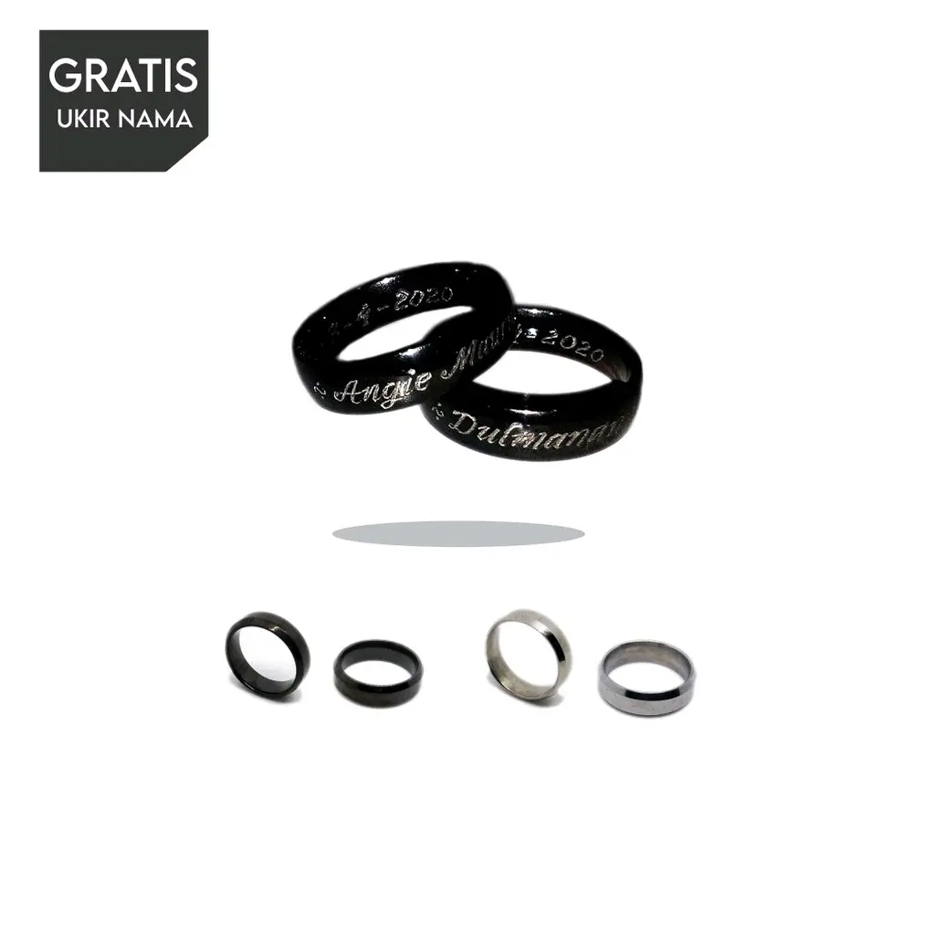 Cincin Titanium Ukir Nama Laki-laki & Perempuan Rings - Bisa untuk Pria dan Wanita