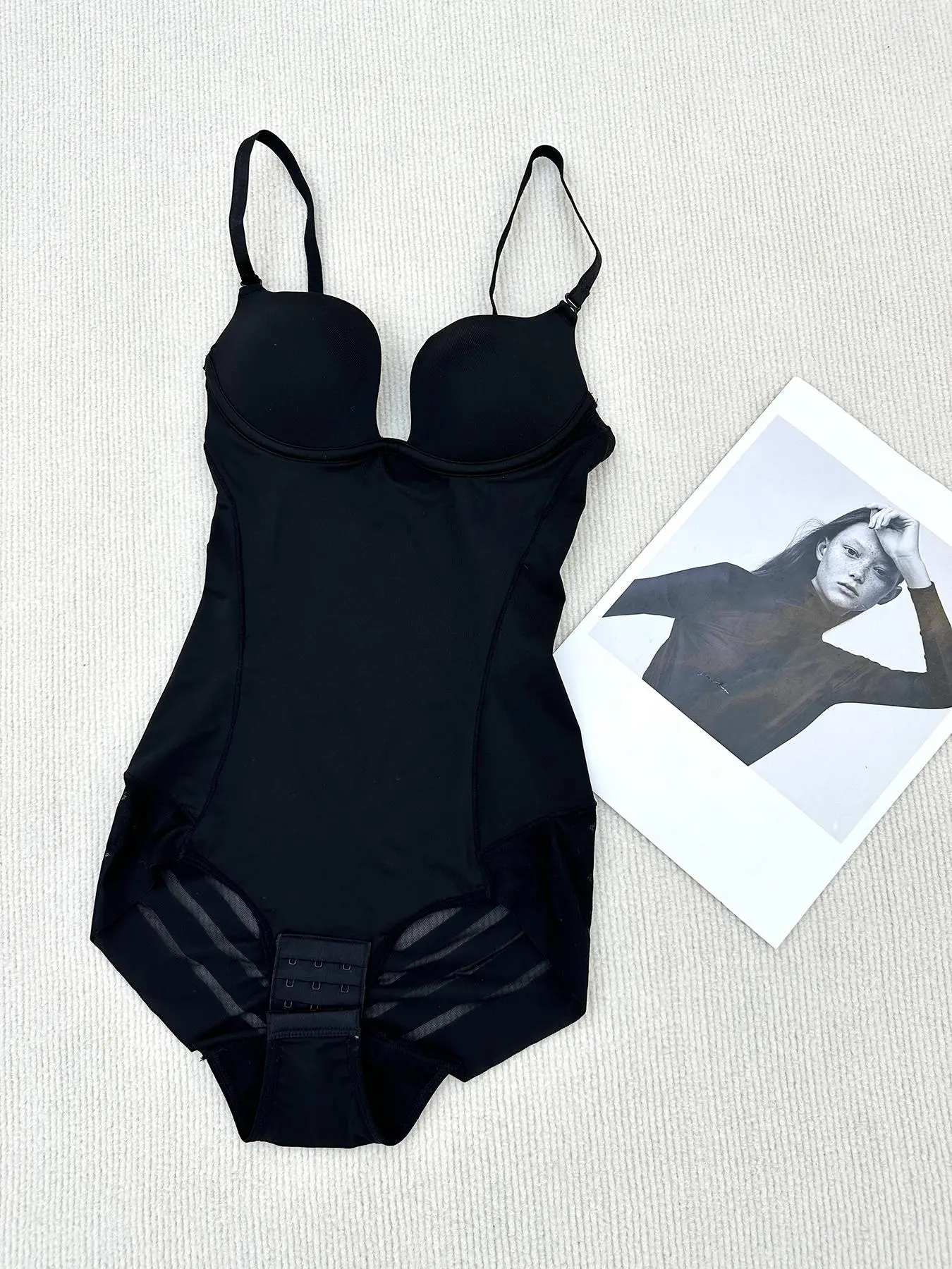 Women's Minimalist Sheer Mesh Bodysuit, Solid Sleeveless Spaghetti Strap Bodysuit For Lady, High Stretch Seamless Bodycon Shapewear For Tummy Control Butt Lifting, Comfort Basic Casual Womenswear