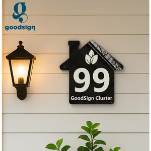 Nomor Rumah Akrilik Custom Nomor & Text Rumah 15x15cm Hiasan/Petunjuk Minimalis Laser Cut Good Sign