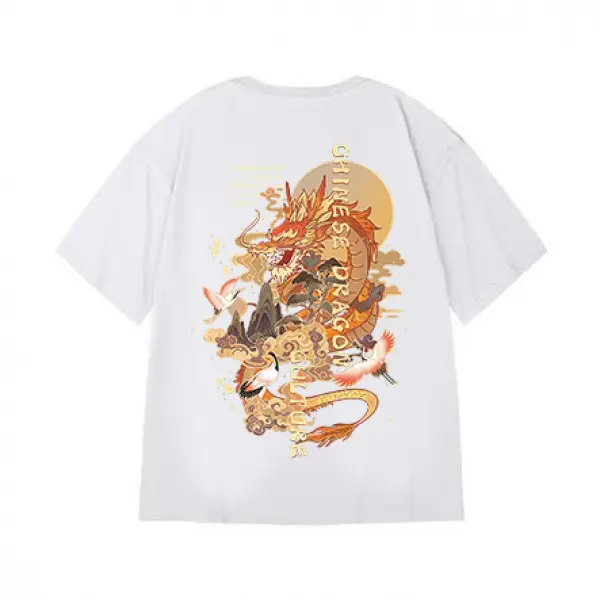 M-áo phông ngắn tay cổ tròn dành cho nam và nữ, họa tiết rồng vàng, hip hop đường phố mới, thời trang cặp đôi, lớn, giản dị, giải trí, năm phần tư, mùa hè 2024 6
