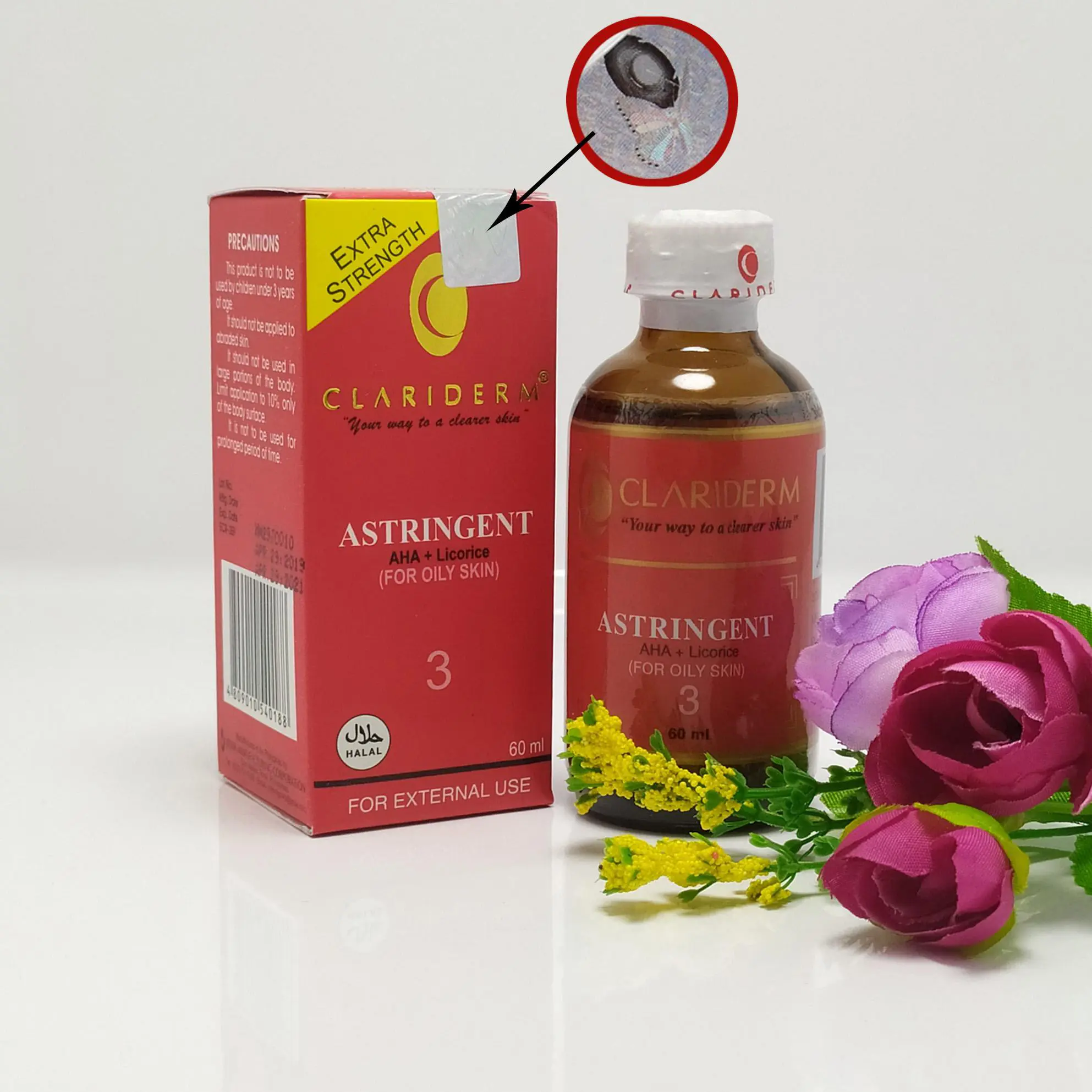 Toner Clariderm Astringent No 3 Original / Toner Claridem Ori 60ml / Toner Pembersih Wajah