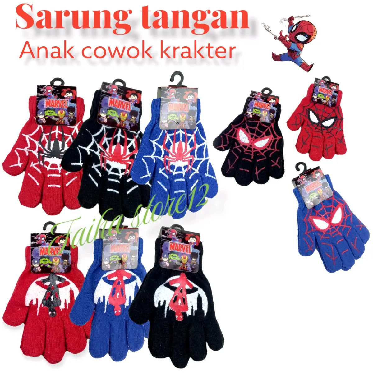 PROMO 3 PASANG)sarung tangan krakter anak laki-laki/kaos tangan anak-anak 4-10thn
