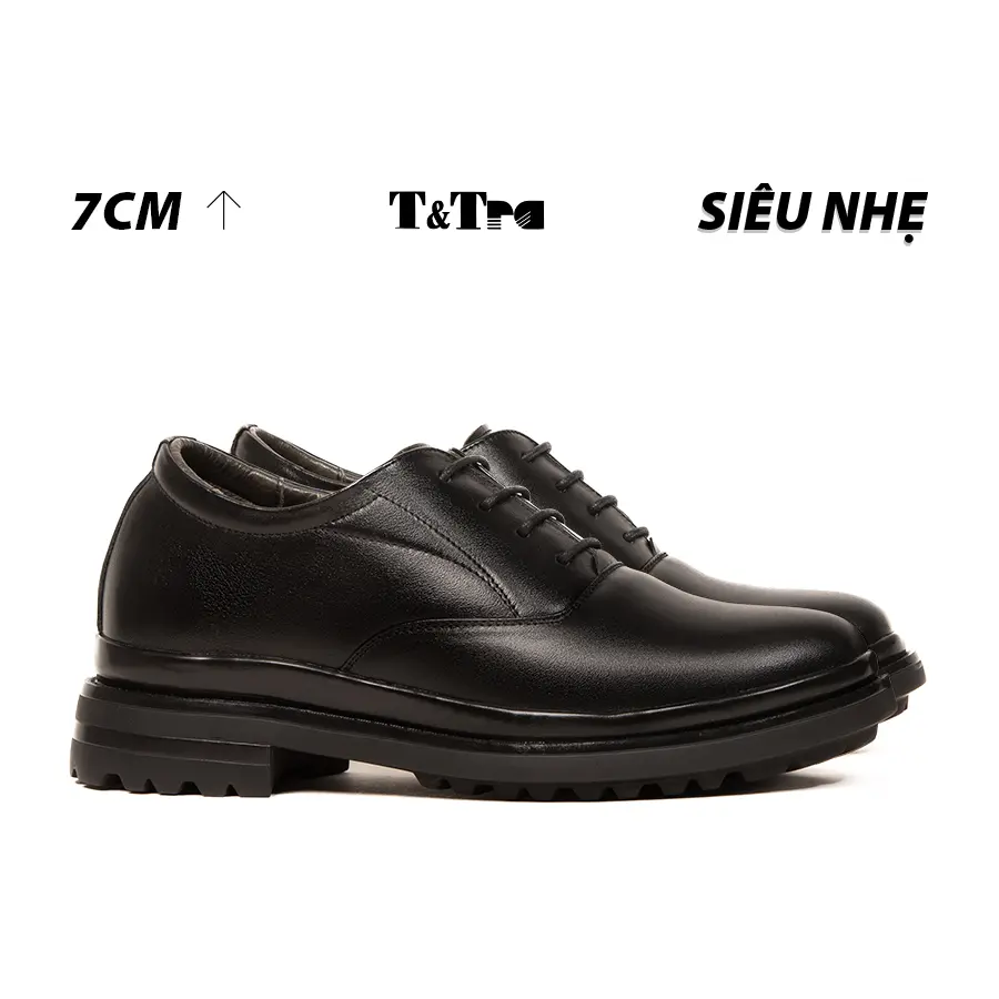 [7CM ] Giày Cao Nam T&Tra T141 Đen - Nhẹ Hơn và Ít Dốc Hơn