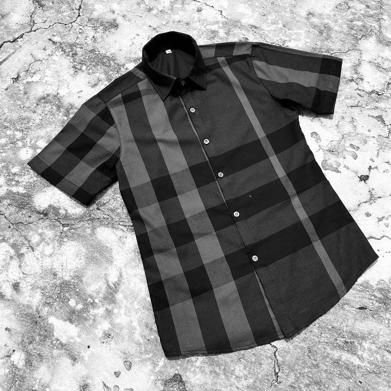 Áo sơ mi nam tay ngắn phối sọc caro chất cotton hàng trend mới nhất Có Cổ Shirt Menswear ❣cd40 white❣ sang trọng